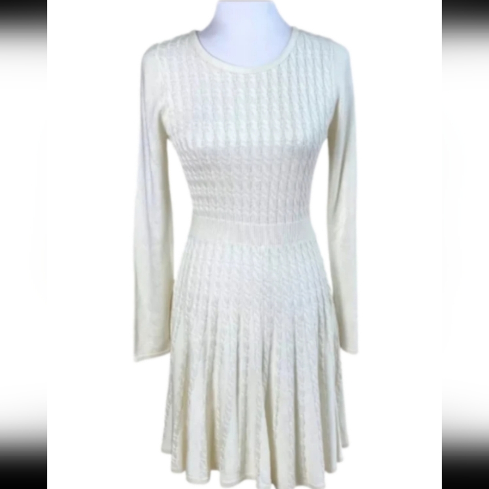 Calvin Klein Cream Long Sleeve Dress
